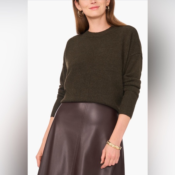 NWOT Vince Camuto Exposed Seem Sweater | M | Dark Olive - Picture 1 of 7